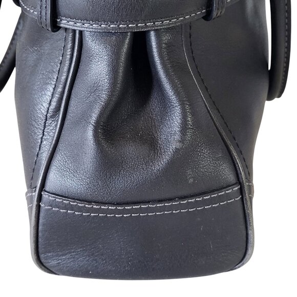 Coach Hampton Black Leather Satchel Top Double Handle Bag Dog Leash Clip F08A70 - Picture 11 of 15